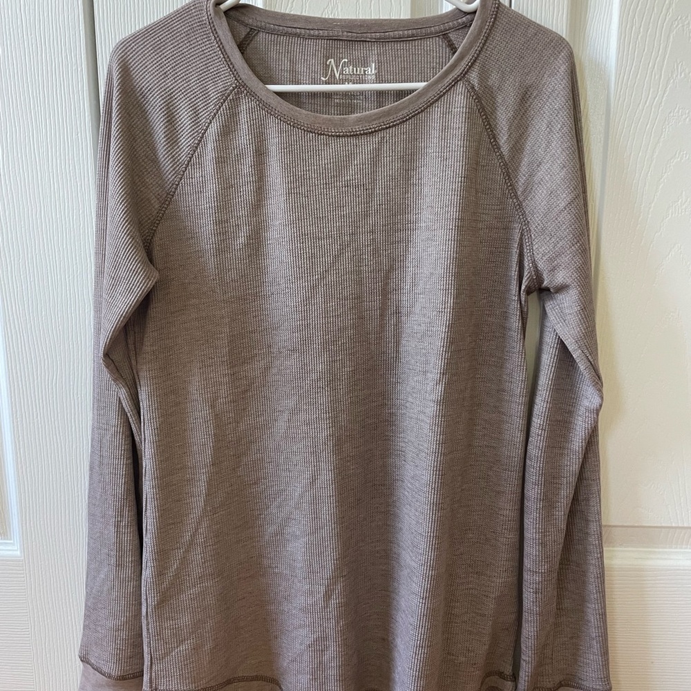Brown Long Sleeve Ribbed Top